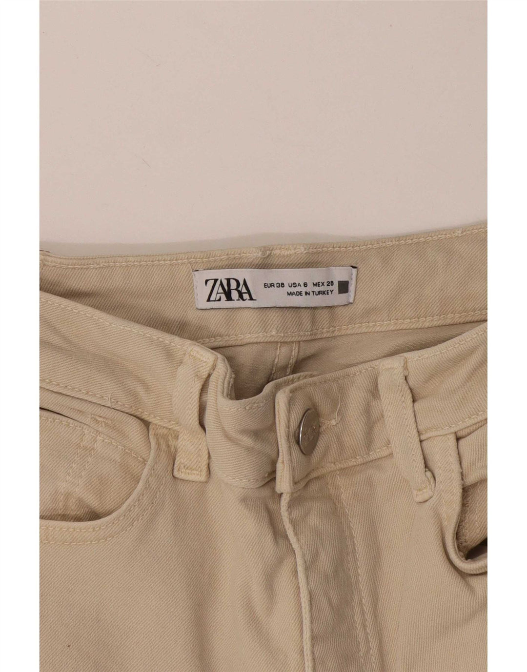 Женские прямые джинсы Zara EU 38, маленькие W28 L31, бежевые