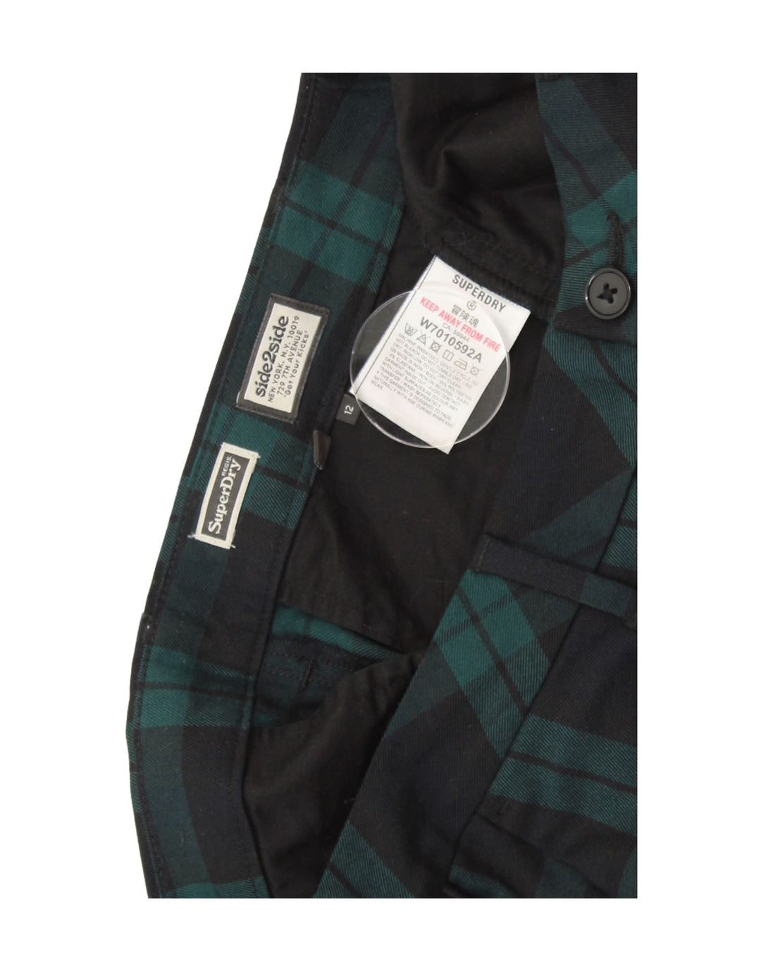 SUPERDRY Женские узкие брюки-чинос UK 12 Medium W32 L26 Темно-синий в клетку