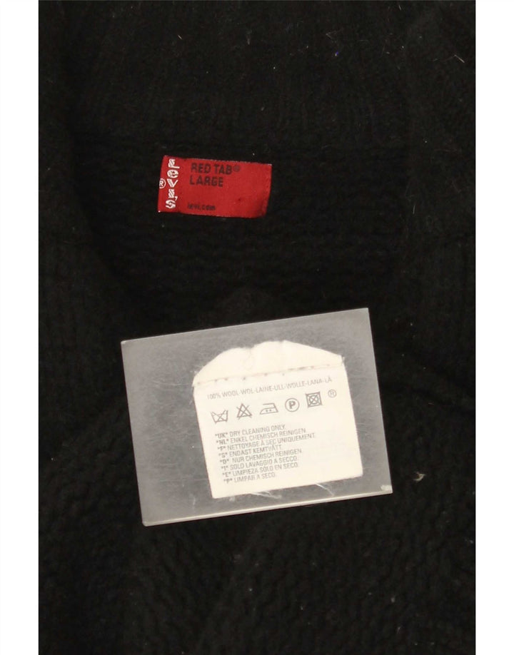 Мужской кардиган Levi's, большой черный шерстяной свитер с цветными блоками