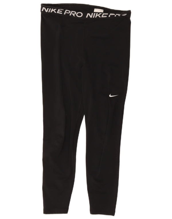 Женские укороченные леггинсы с рисунком Nike Dri Fit UK 14, большой черный полиэстер