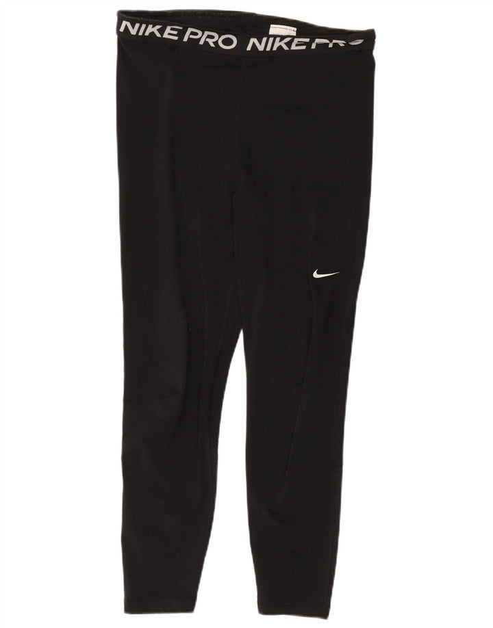 Женские укороченные леггинсы с рисунком Nike Dri Fit UK 14, большой черный полиэстер
