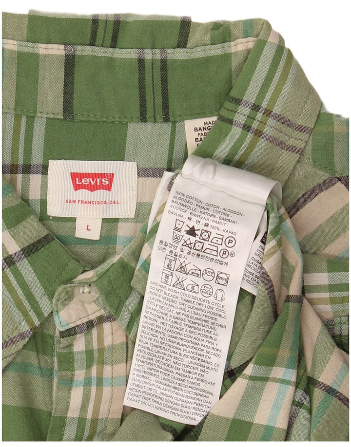 Мужская рубашка с коротким рукавом LEVI'S, большая зеленая клетка, хлопок