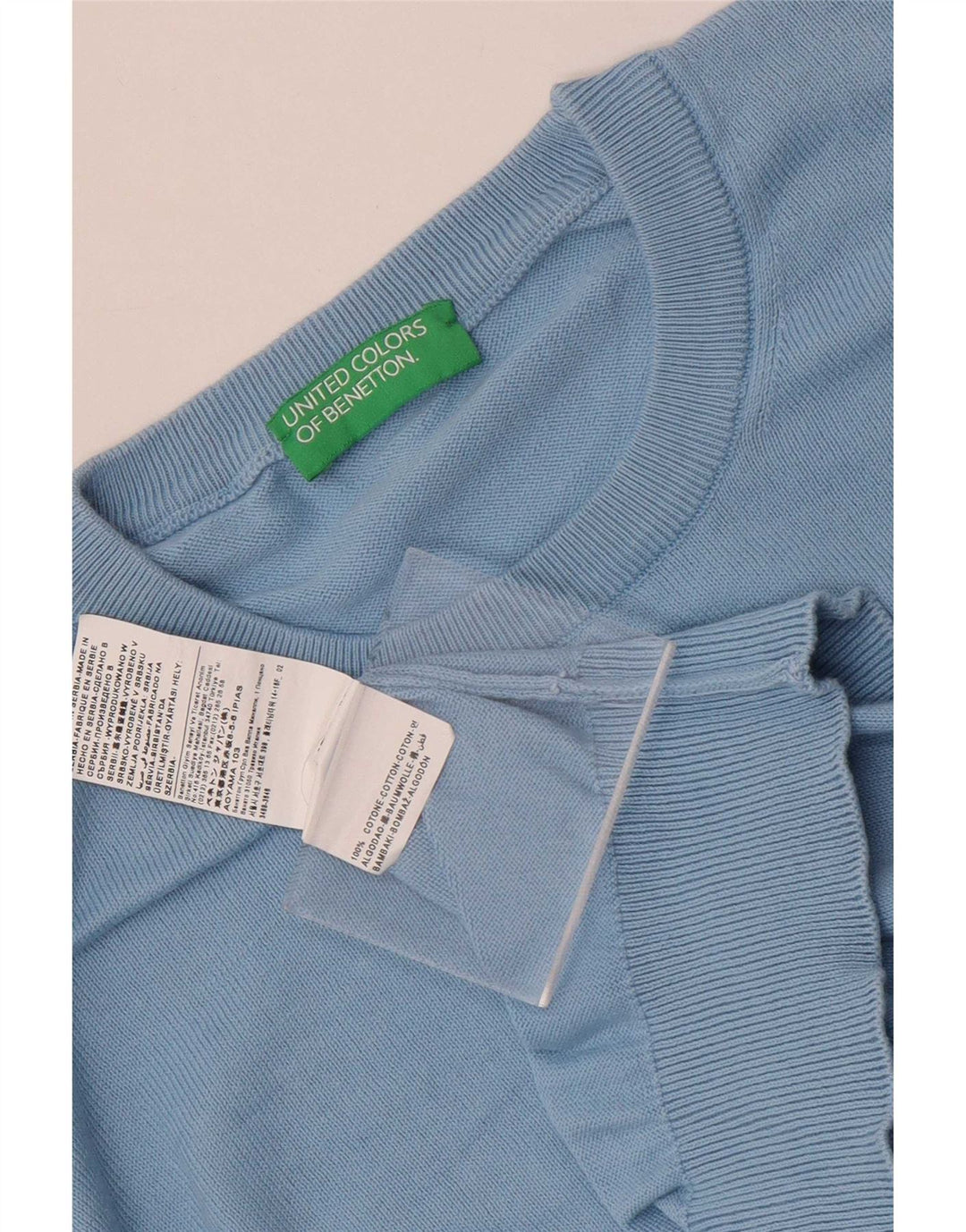 Мужской джемпер с круглым вырезом Benetton XL, синий хлопок