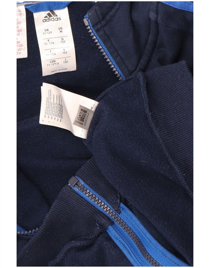 Свитер с капюшоном и молнией с графическим рисунком для мальчиков ADIDAS, 11–12 лет, темно-синий, хлопок