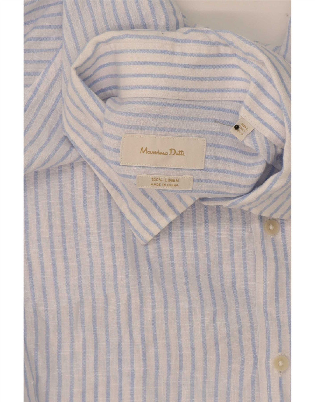 Мужская рубашка Massimo Dutti, большая синяя льняная полоска