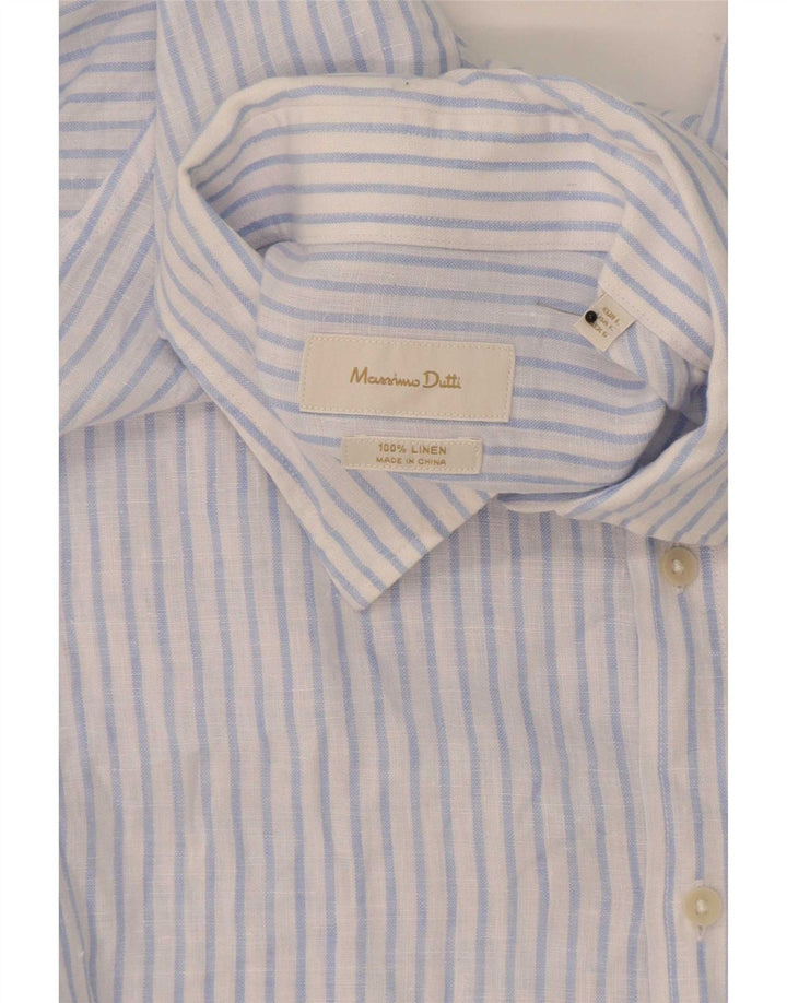Мужская рубашка Massimo Dutti, большая синяя льняная полоска
