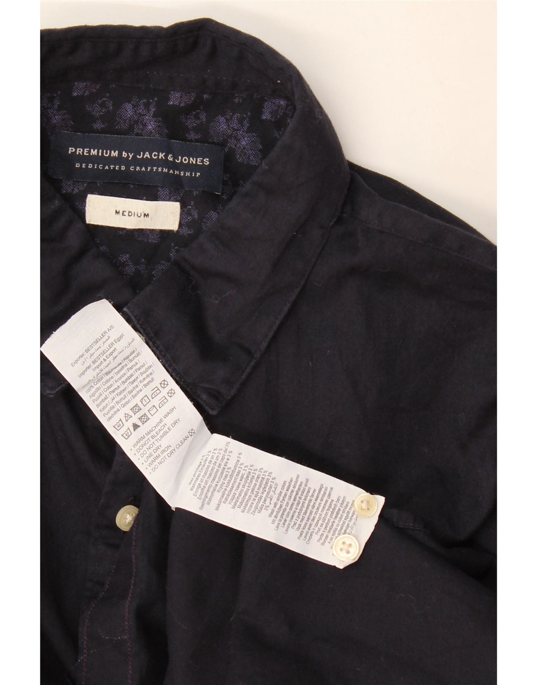 Мужская рубашка Jack & Jones среднего размера, темно-синяя, хлопковая