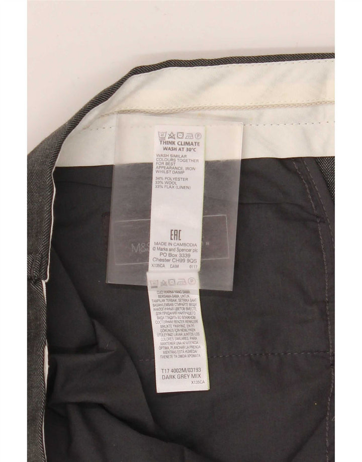 Мужские прямые костюмные брюки строгого кроя Marks & Spencer W36 L31 серые в клетку