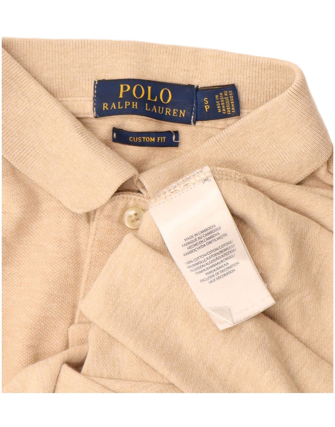 Мужская рубашка поло на заказ POLO RALPH LAUREN, маленькая, бежевая, хлопок