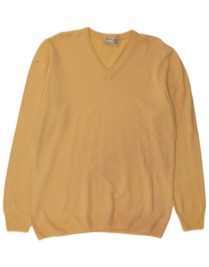 PETER HAHN Женский джемпер с v-образным вырезом, Великобритания 16, большой желтый, новая шерсть