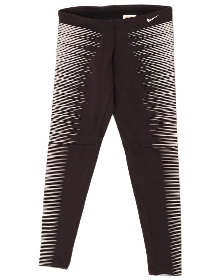 Женские леггинсы Nike Dri Fit UK 12, нейлон, средний черный в полоску