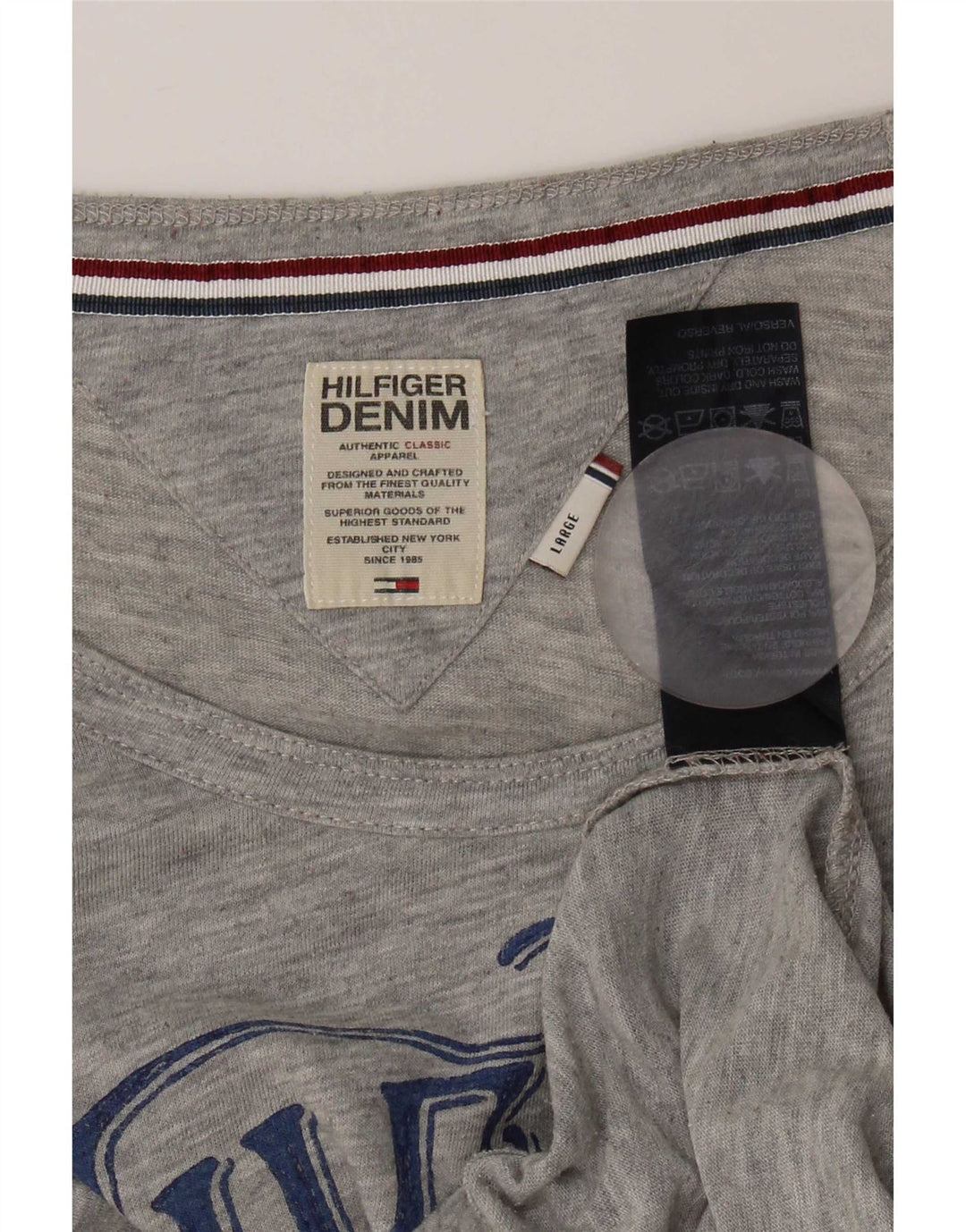 Женская футболка с рисунком Tommy Hilfiger Top UK 14, большой серый полиэстер