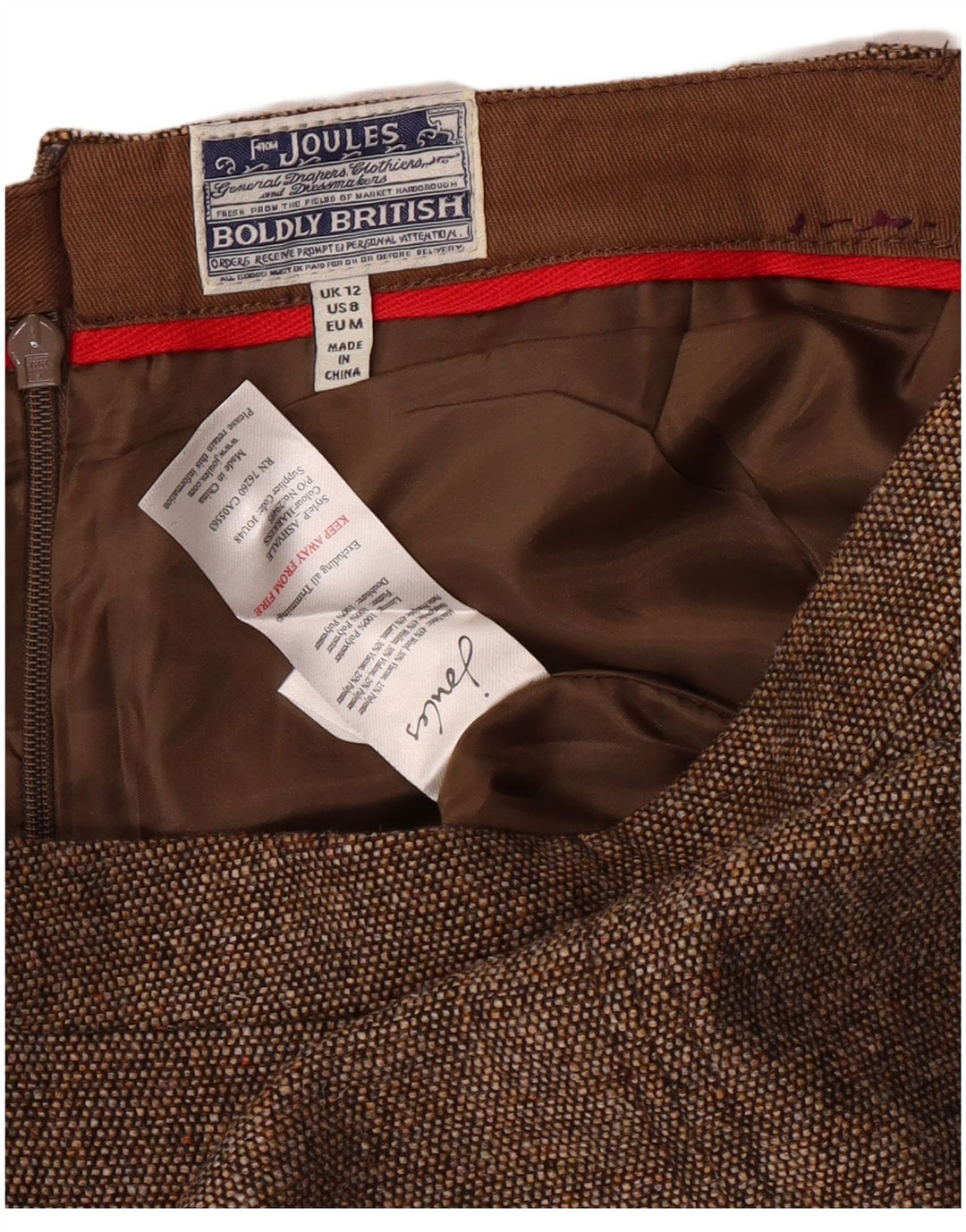 JOULES Женская юбка-карандаш UK 12 Medium W28 Коричневая шерсть