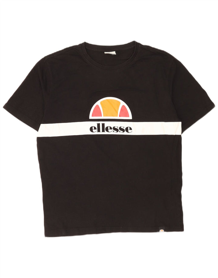 Мужская футболка Ellesse с рисунком, средний черный, хлопок с цветными блоками