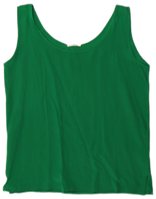 Винтажная женская укороченная блузка без рукавов, Великобритания, 10 маленьких размеров, зеленый шелк