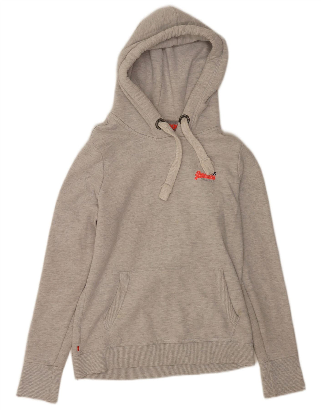 Женский джемпер с капюшоном Superdry UK 14, хлопок среднего серого цвета
