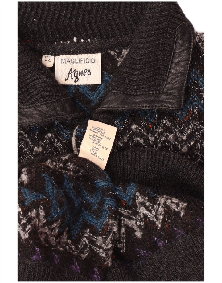 Винтажный мужской джемпер с воротником-поло IT 52, большой разноцветный шеврон