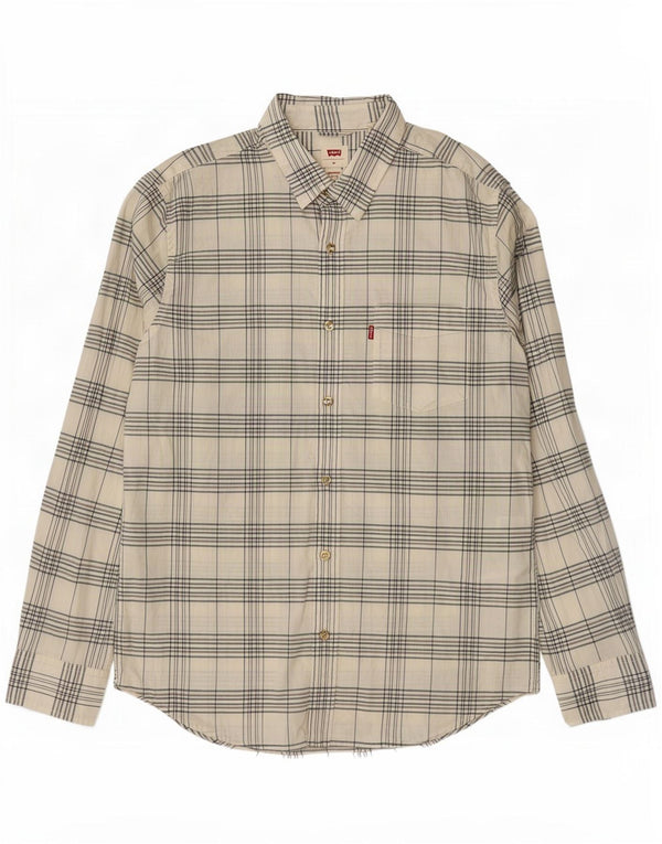 Levi's Mens Standard Fit Shirt Medium White Check Cotton