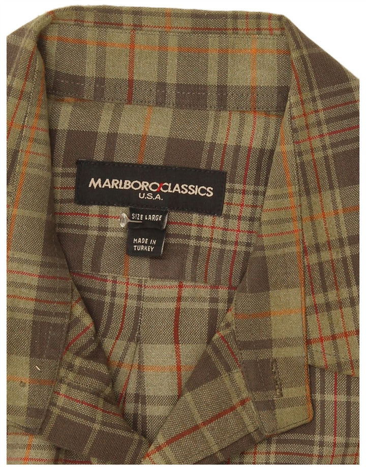 Мужская фланелевая рубашка Marlboro Classics, большая клетка цвета хаки
