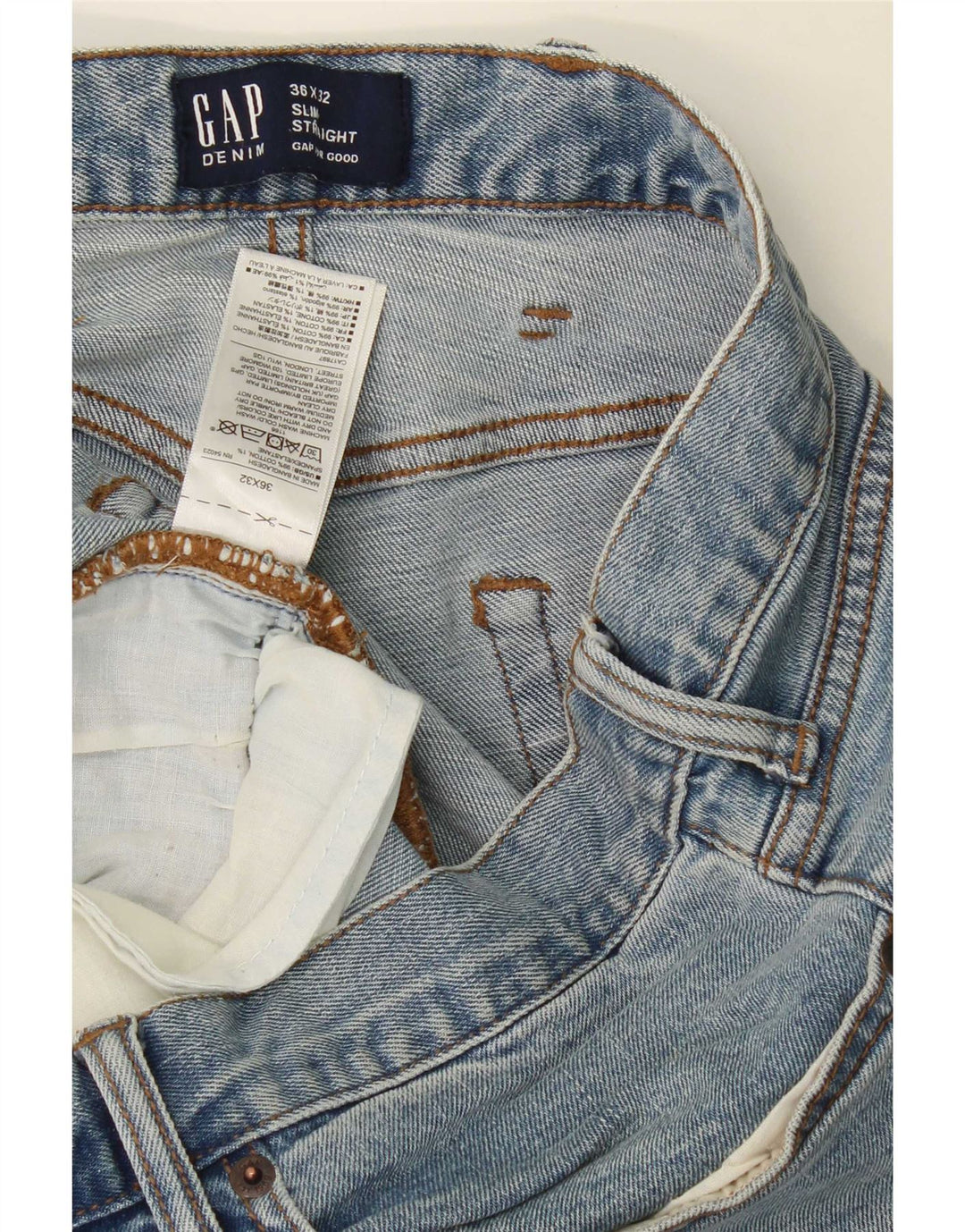 Мужские узкие прямые джинсы Gap W36 L32, синий хлопок