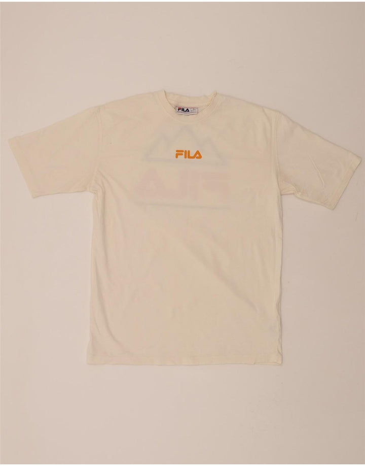 FILA Mens Graphic T-Shirt Top Small Off White Cotton Vintage Fila and Second-Hand Fila from Messina Hembry 