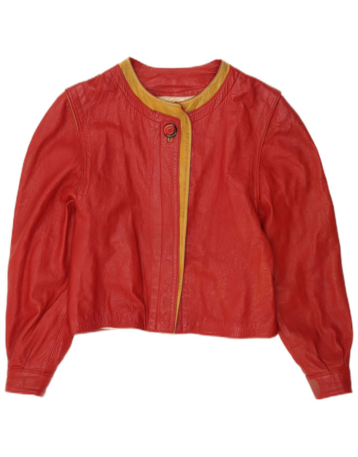 Женская укороченная кожаная куртка Marcos IT 44 Medium Red Leather Colourblock Leather