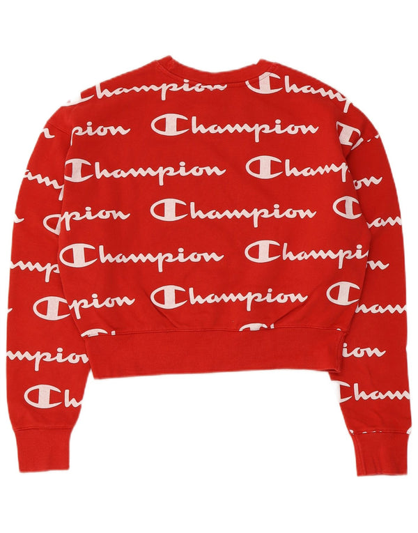 Женский укороченный свитшот оверсайз с рисунком Champion UK 6 XS, красный хлопок