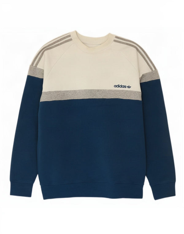 Мужской свитшот Adidas, джемпер, средний синий, хлопок с цветными блоками