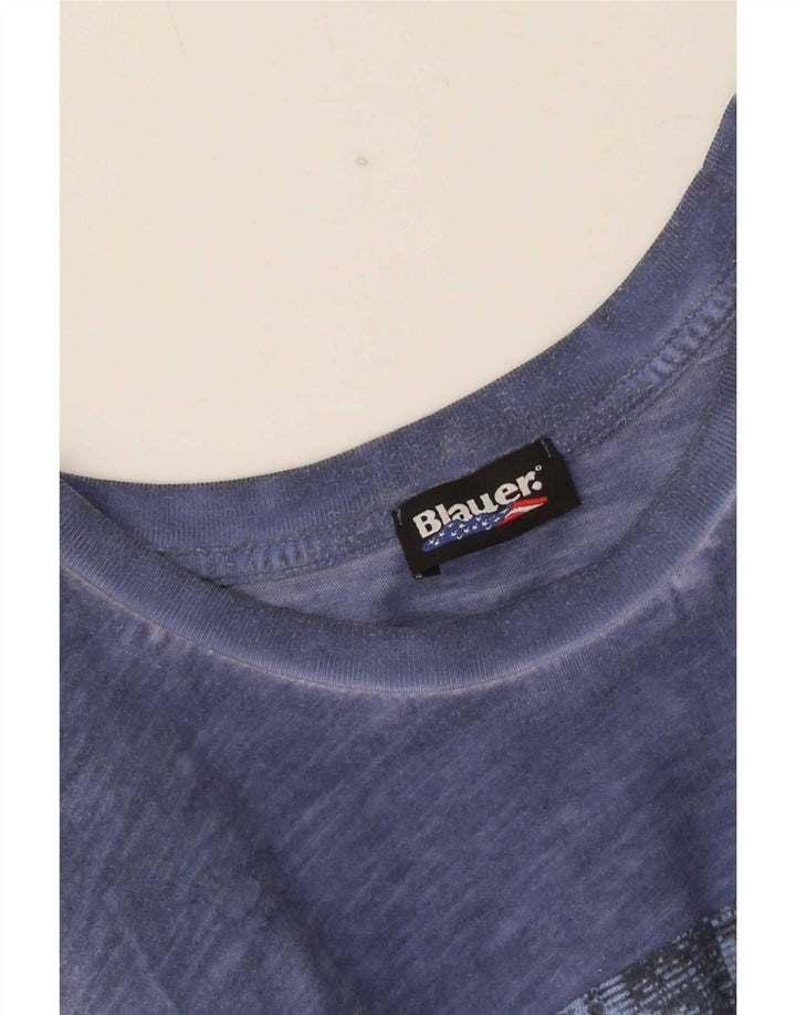 Мужская футболка с рисунком Blauer, средний темно-синий