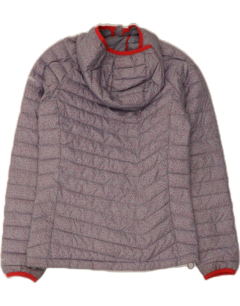 COLUMBIA Womens Hooded Padded Jacket UK 10 Small Grey Spotted Polyester Vintage Columbia and Second-Hand Columbia from Messina Hembry 