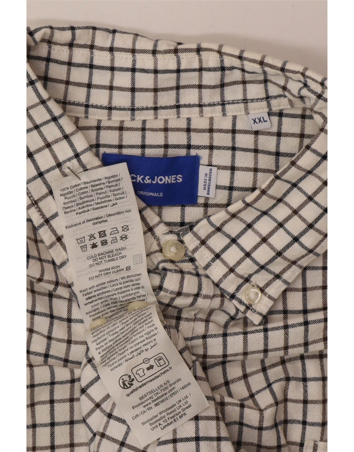 Мужская рубашка Jack & Jones 2XL из хлопка в мелкую клетку белого цвета