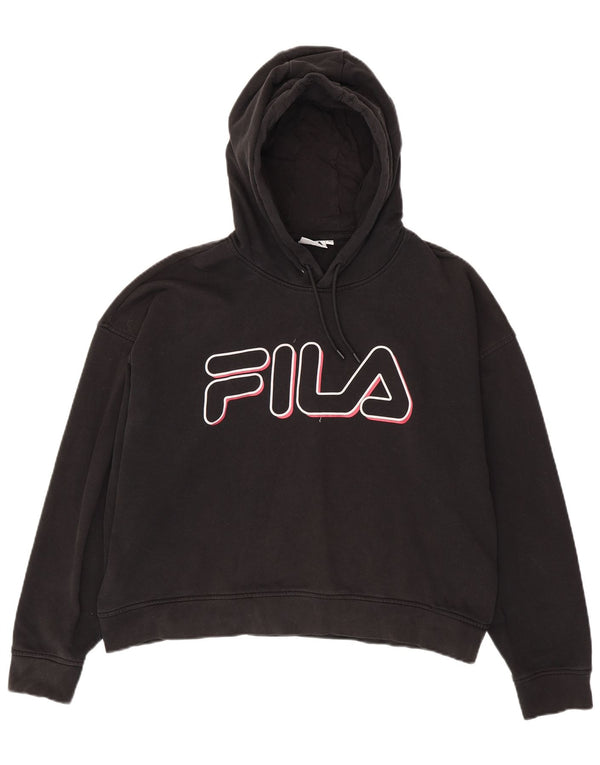 FILA Женский свободный джемпер с капюшоном с рисунком UK 18 XL, черный хлопок