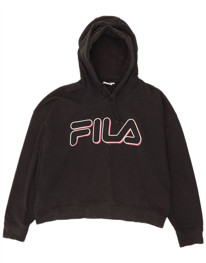 FILA Женский свободный джемпер с капюшоном с рисунком UK 18 XL, черный хлопок