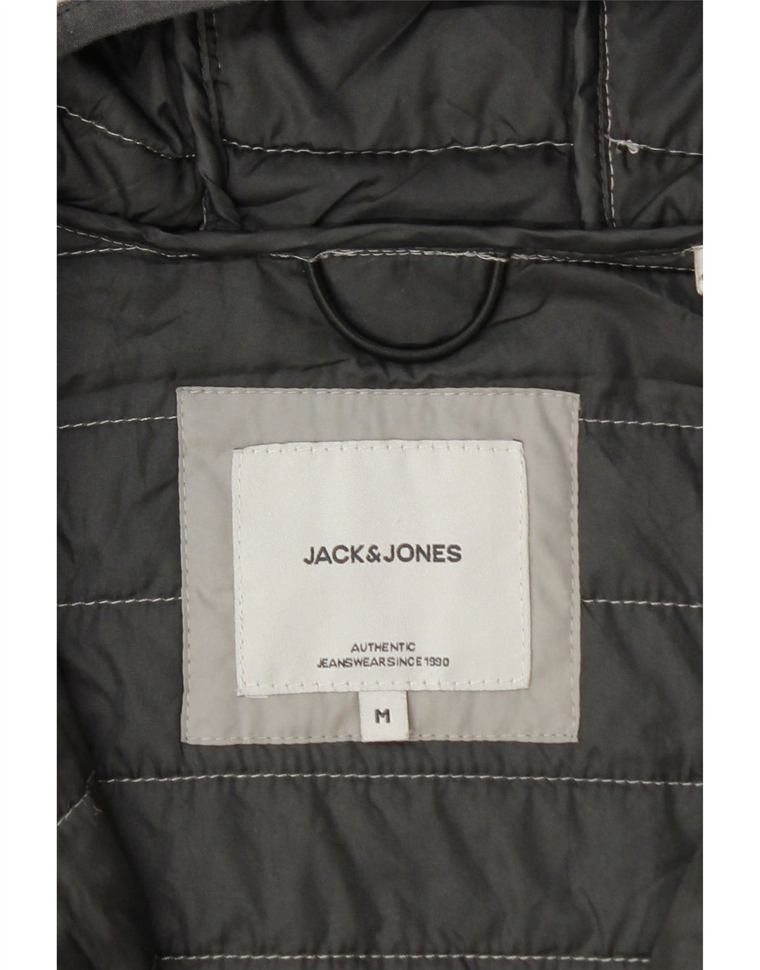Мужская стеганая куртка с капюшоном Jack & Jones UK 38, средний серый цвет с цветными блоками