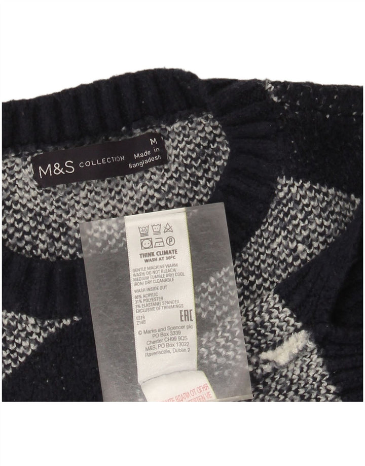 Женский джемпер с круглым вырезом Marks & Spencer UK 14, средний черный в клетку