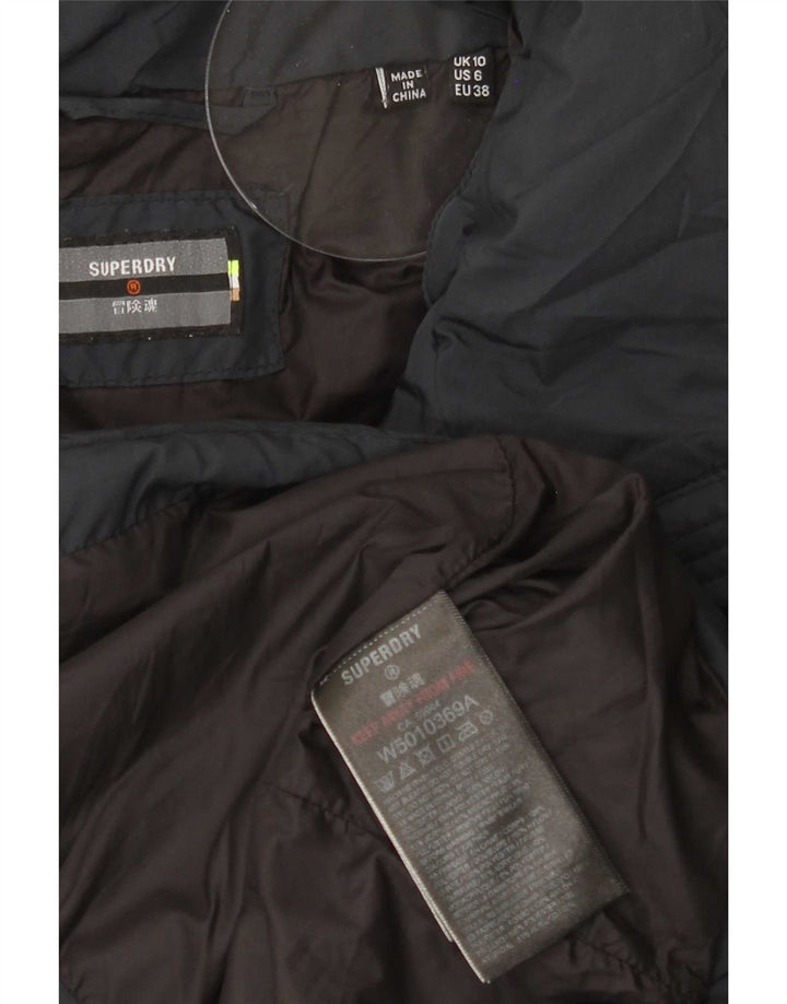 Женская стеганая куртка Superdry UK 10, маленький размер, темно-синий, полиэстер