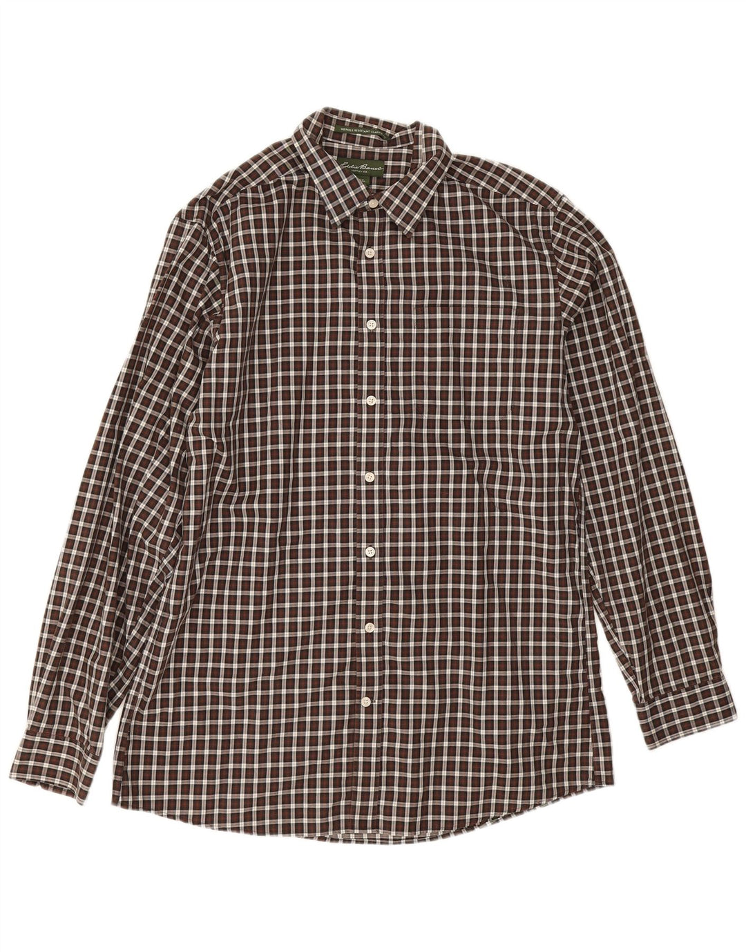 Мужская высокая рубашка классического кроя Eddie Bauer, большая коричневая хлопковая клетка в мелкую клетку