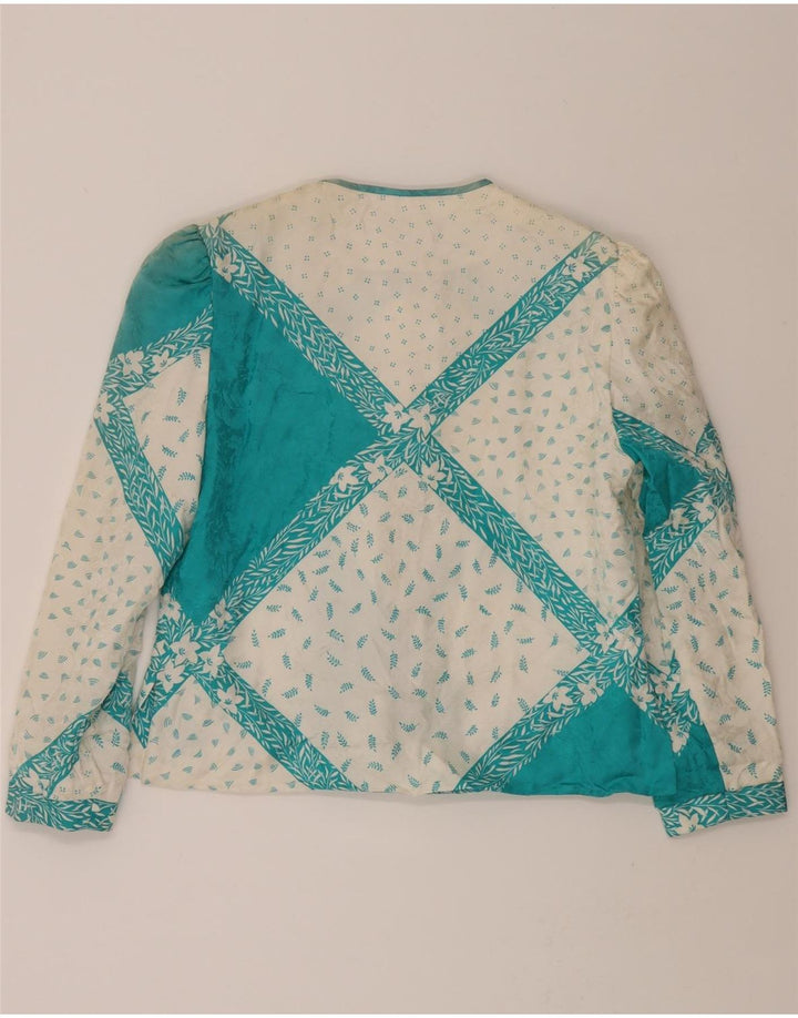 ANNE CRIMMINS Womens 5 Button Blazer Jacket UK 10 Small White Floral Silk Vintage Anne Crimmins and Second-Hand Anne Crimmins from Messina Hembry 