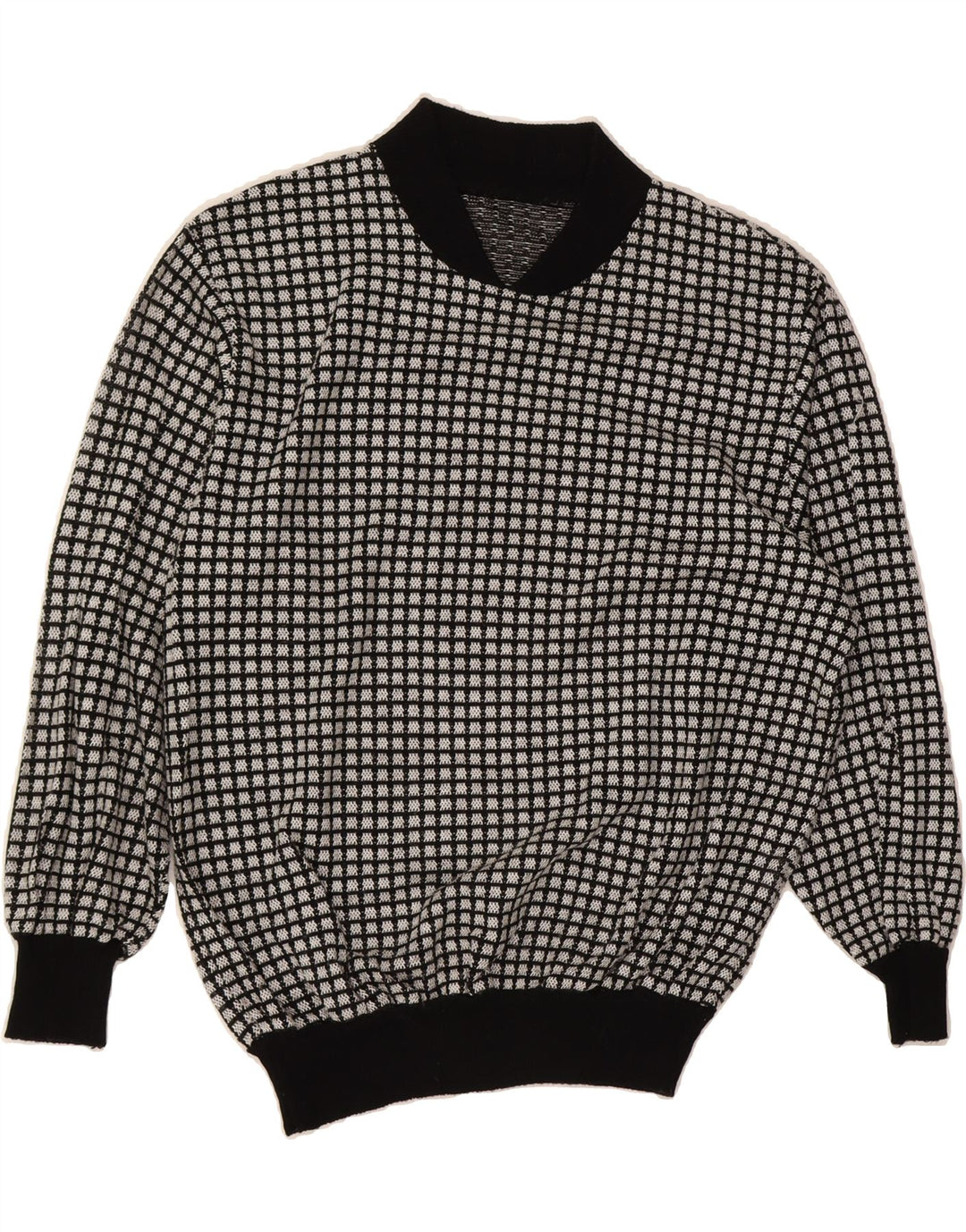 VINTAGE Womens Turtle Neck Jumper Sweater UK 16 Large Grey Check Vintage Vintage and Second-Hand Vintage from Messina Hembry 