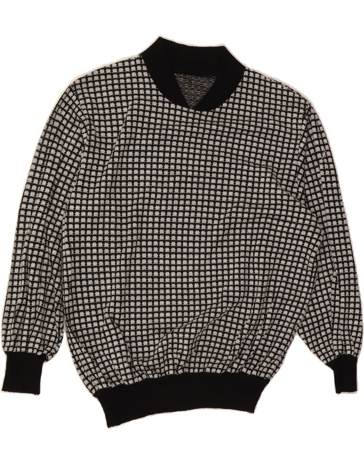 VINTAGE Womens Turtle Neck Jumper Sweater UK 16 Large Grey Check Vintage Vintage and Second-Hand Vintage from Messina Hembry 
