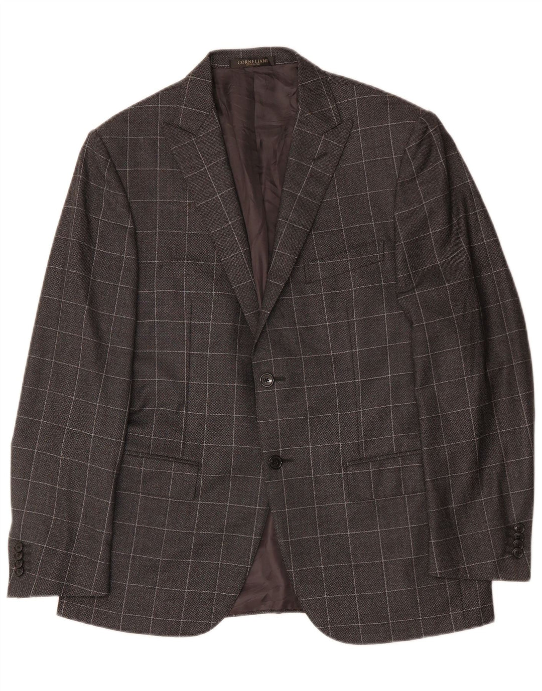 CORNELIANI Мужской пиджак на 2 пуговицах IT 50, большая серая клетка из натуральной шерсти