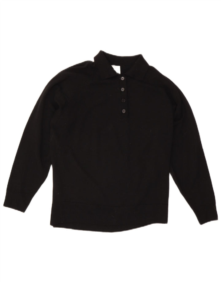 Женский джемпер с воротником поло CZARINA, Великобритания 16, большой, черный, шерсть