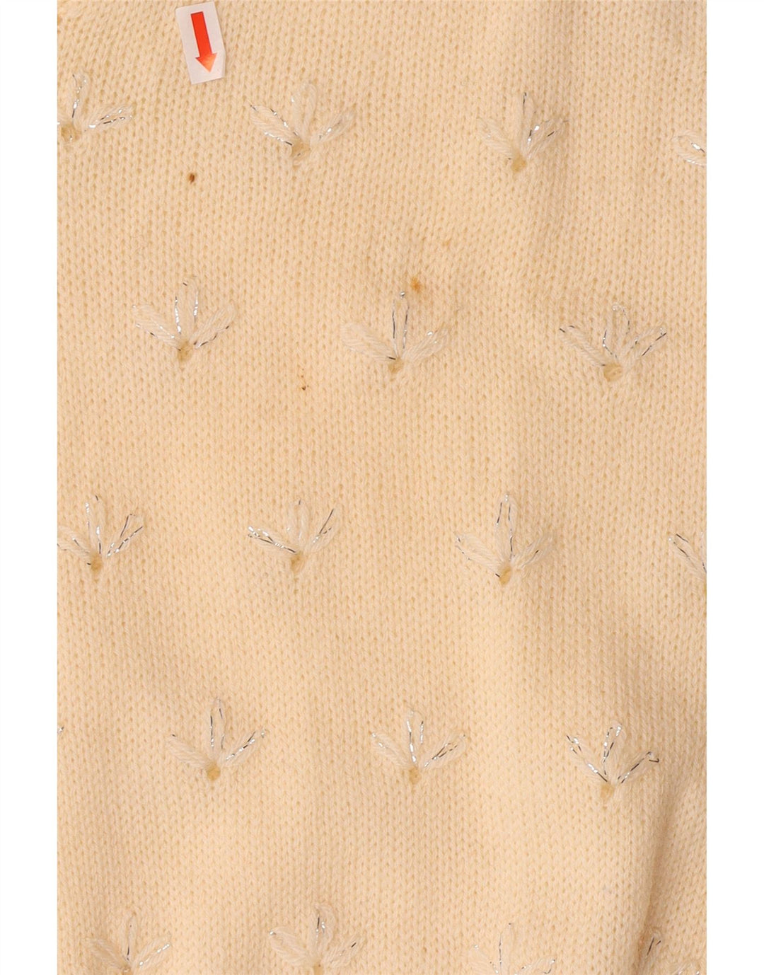 ВИНТАЖНЫЙ женский джемпер с v-образным вырезом, Великобритания 14, средний с белым цветочным принтом