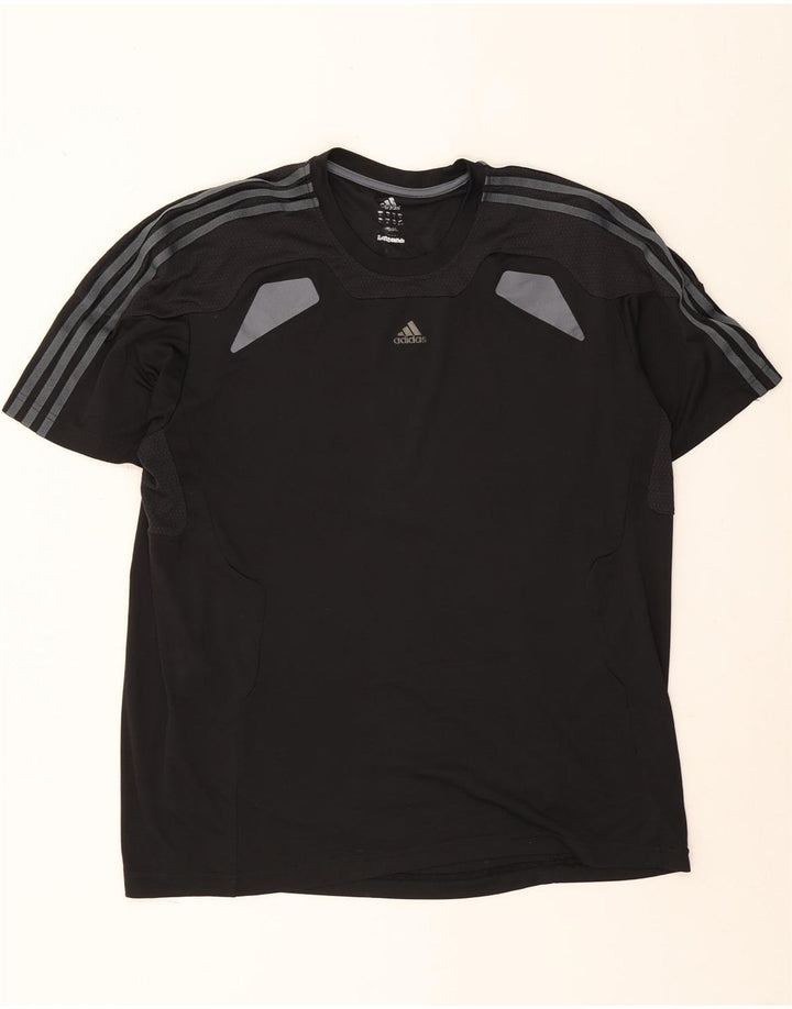 Мужская футболка Adidas Climalite Top XL черная из полиэстера с цветными блоками