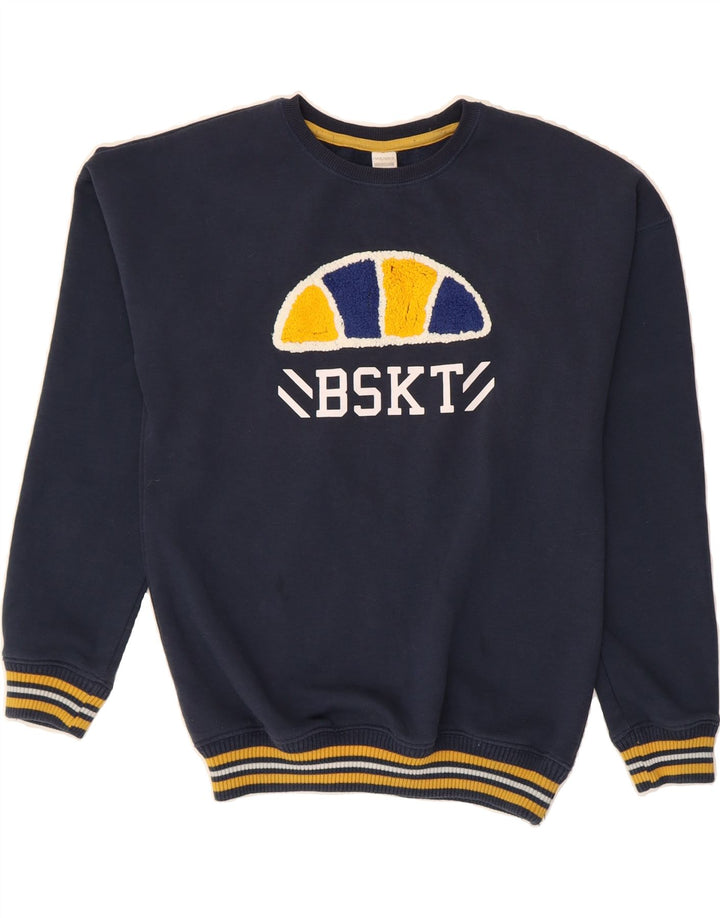ELLESSE Boys Graphic Sweatshirt Jumper 13-14 Years  Navy Blue Cotton Vintage Ellesse and Second-Hand Ellesse from Messina Hembry 