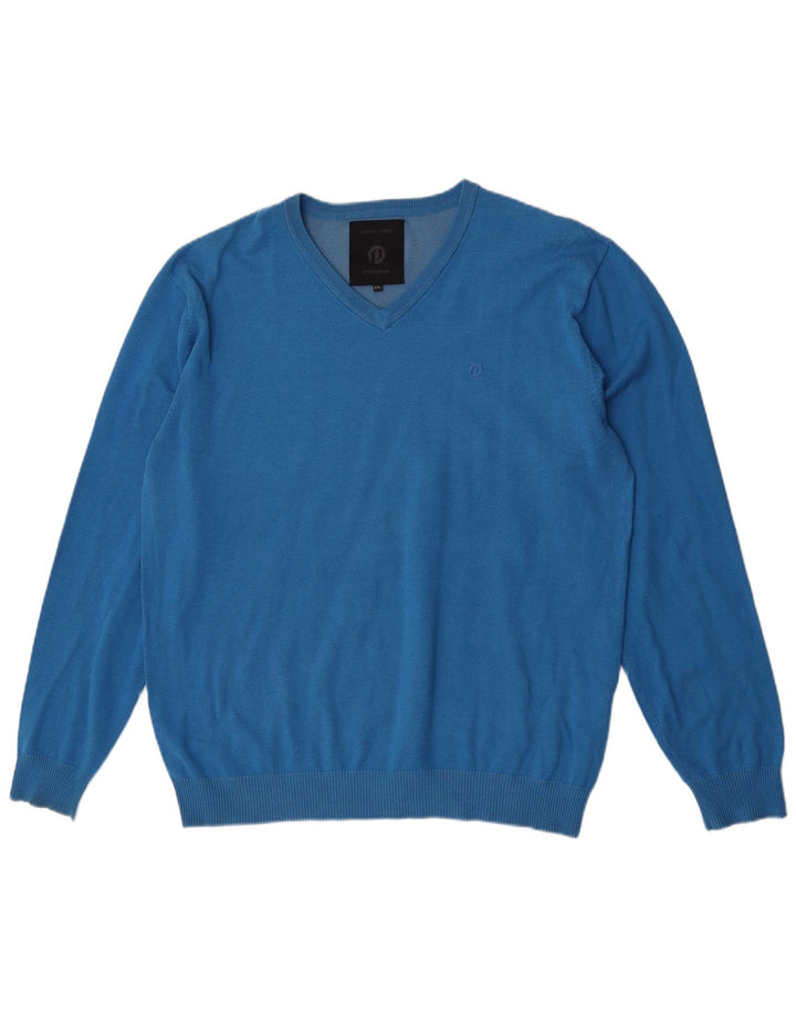 Мужской джемпер с v-образным вырезом Jack & Jones 2XL, синий акрил