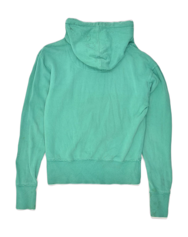 CONVERSE Womens Graphic Hoodie Jumper UK 6 XS Green Cotton | Vintage Converse | Thrift | Second-Hand Converse | Used Clothing | Messina Hembry 