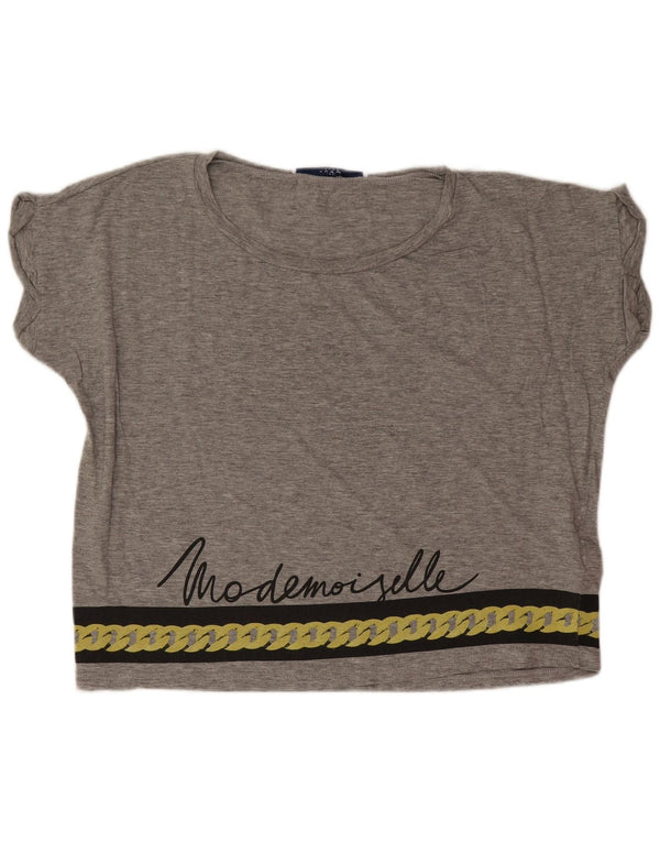 Liu Jo Womens Oversized Graphic T-Shirt Top UK 4 XS Grey Cotton