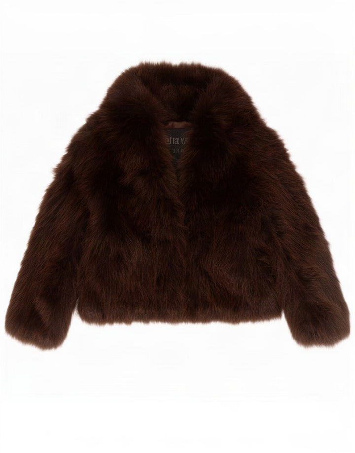 Женская куртка оверсайз из искусственного меха Zara UK 14, средний коричневый полиэстер