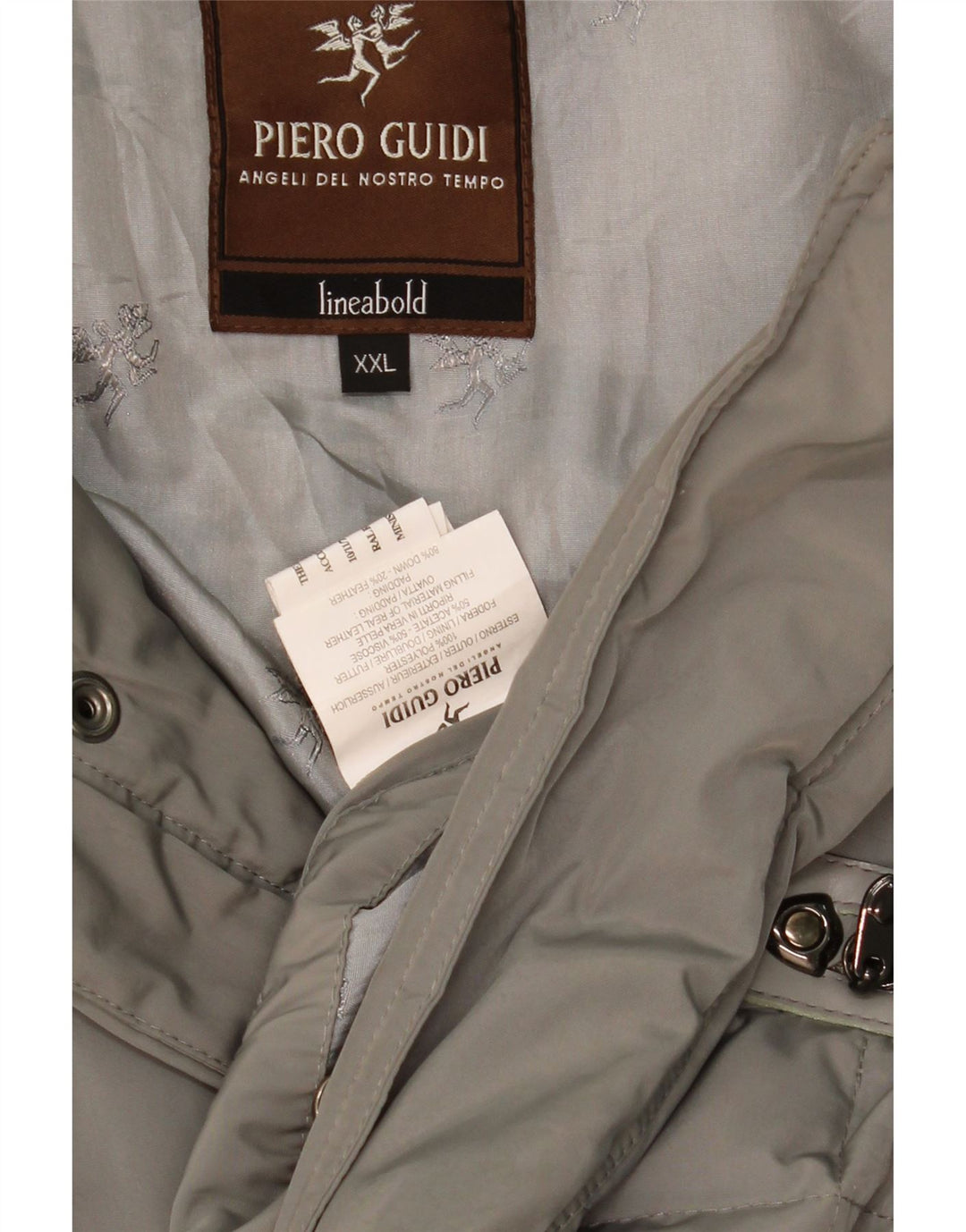 Мужское стеганое пальто Piero Guidi UK 44 2XL Серый Полиэстер